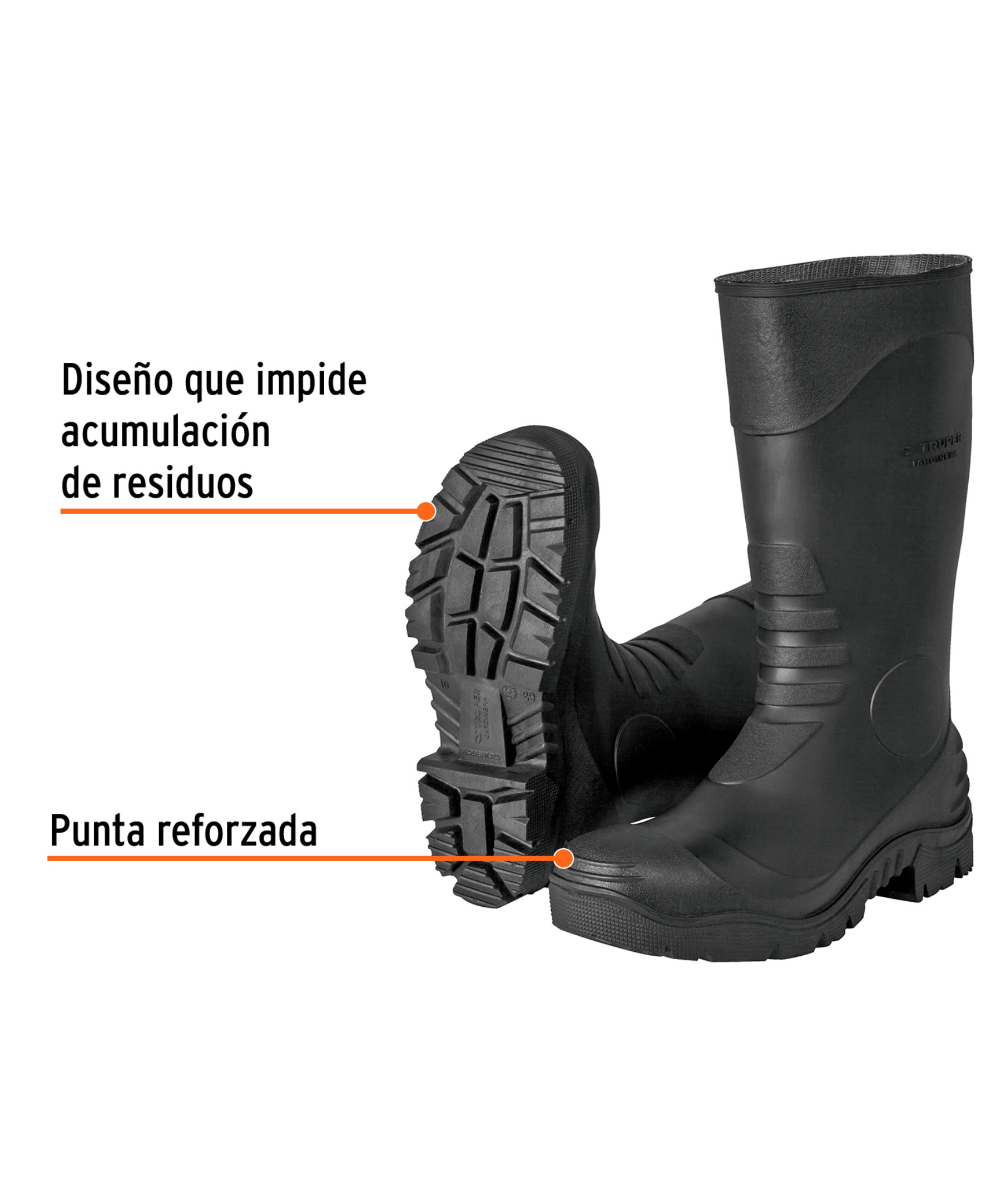 Bota para jardinear con interior de algodón color negro - Imagen 2