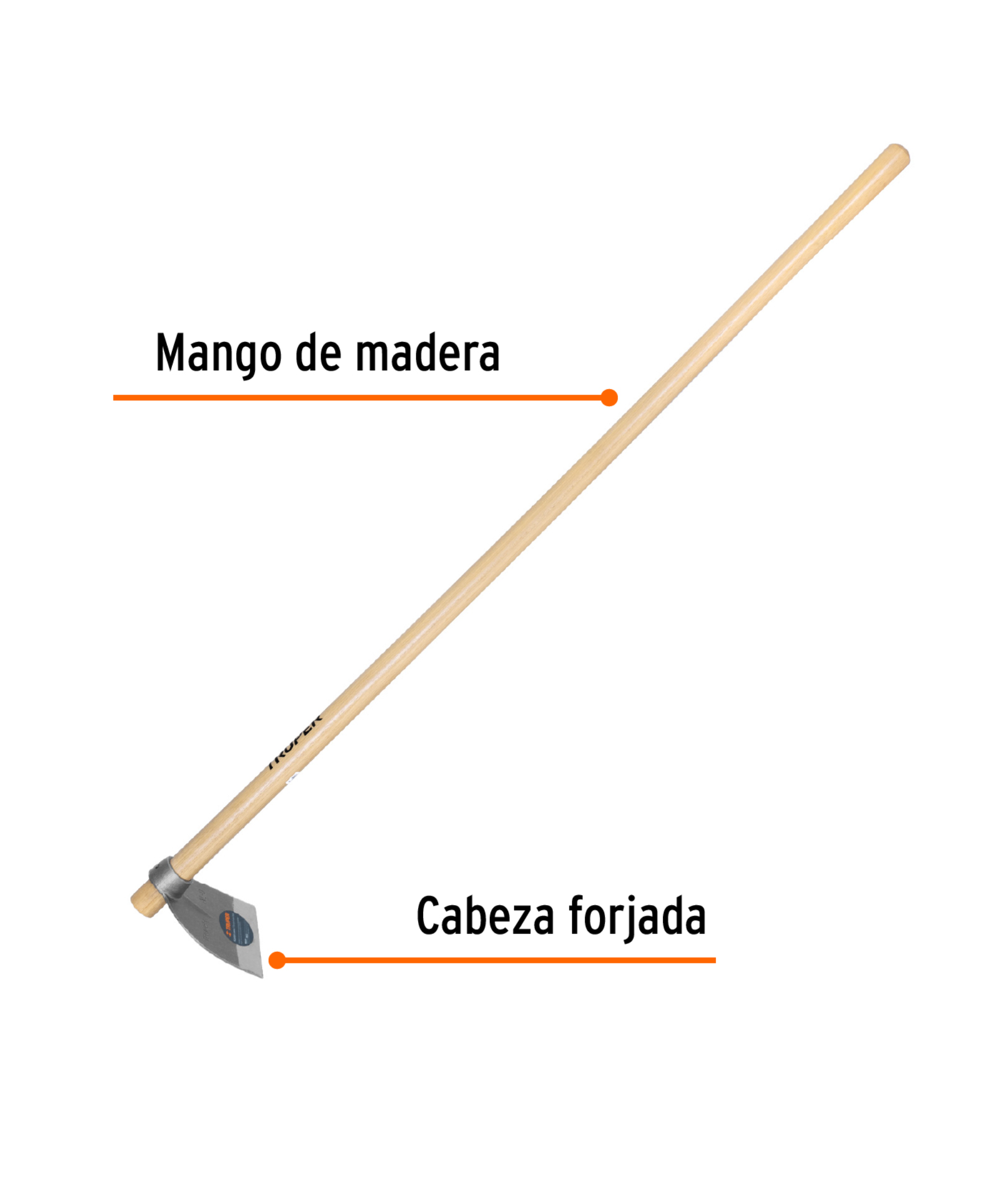 Azada con mango de madera 54" varios tamaños - Imagen 2